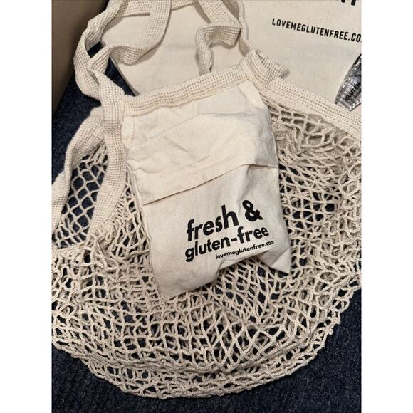 Lot 5 2 Gluten Free Ecru Crochet Tote Bags 15X17 Beach Bag 3 Chip Clips All NEW